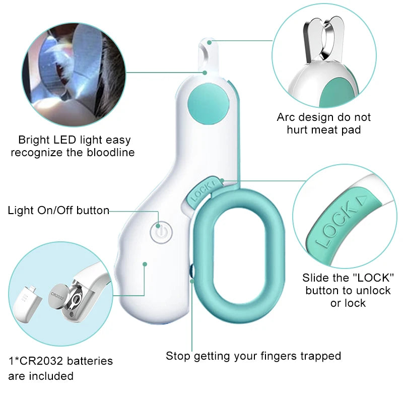 Professional Pet Nail Clipper with LED Light for Safe Grooming - PawPawBuy