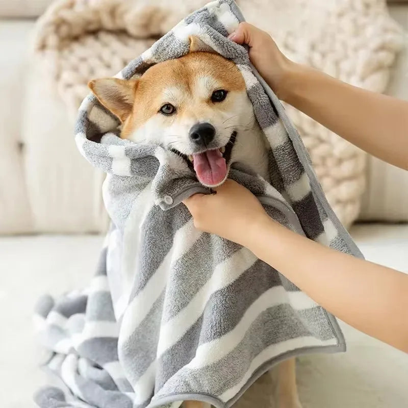 Ultra-Absorbent Coral Fleece Dog Bathrobe for Quick Drying - PawPawBuy