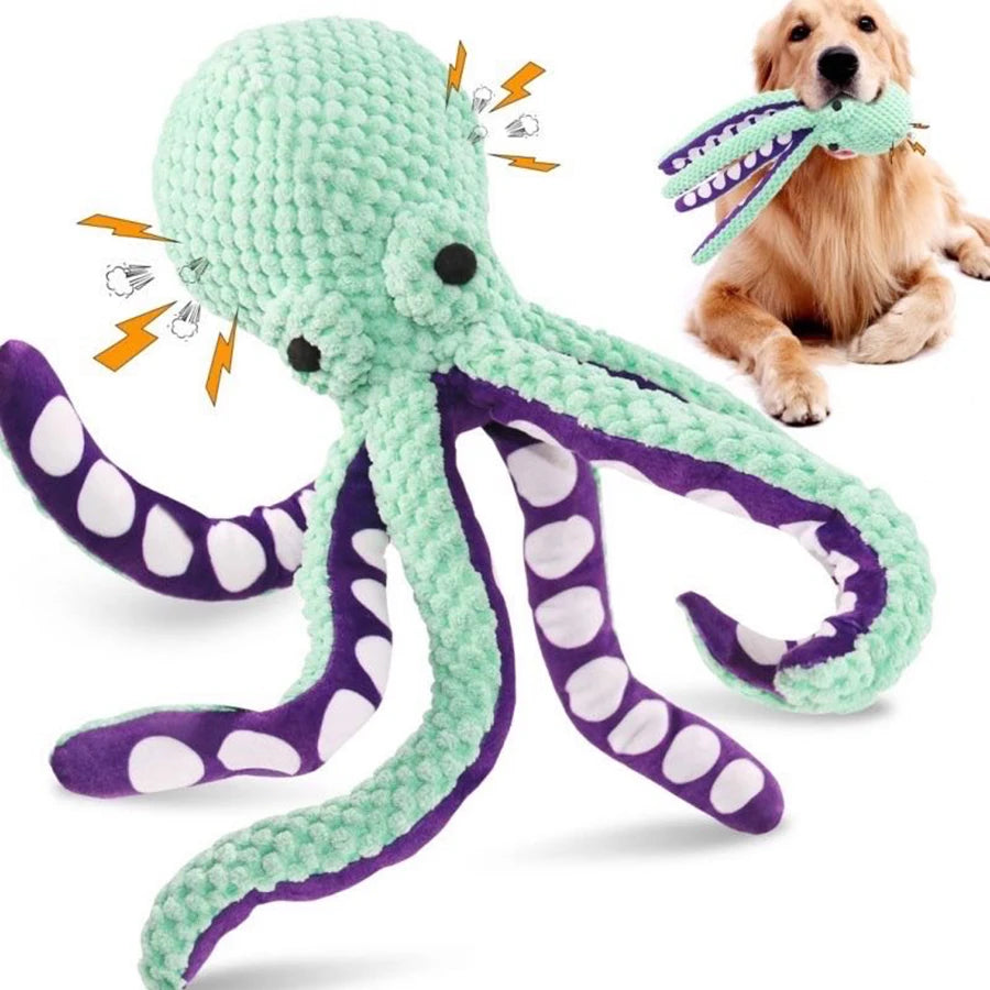 Interactive Plush Octopus Dog Toy with Sound - PawPawBuy
