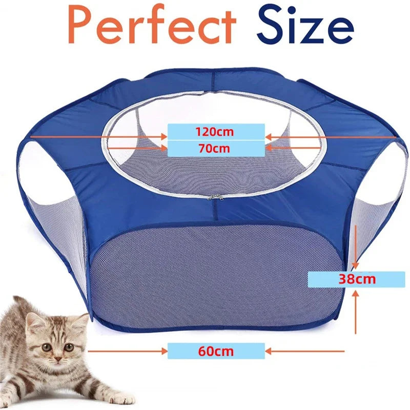 Portable Transparent Pet Playpen for Small Animals