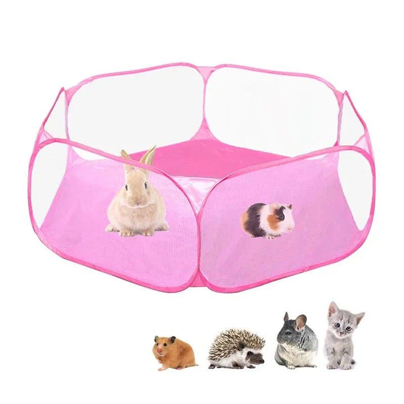 Portable Transparent Pet Playpen for Small Animals