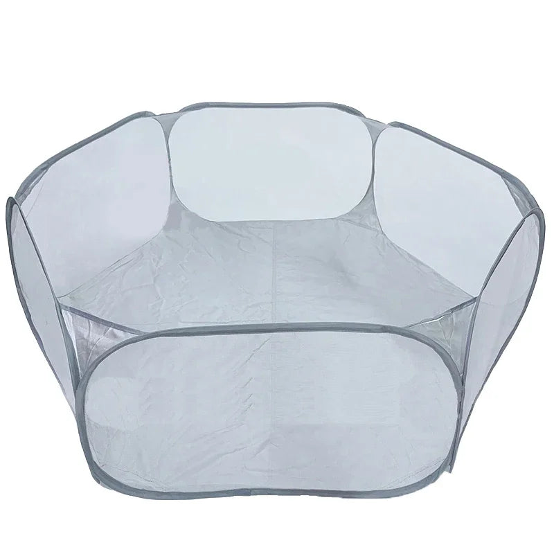 Portable Transparent Pet Playpen for Small Animals