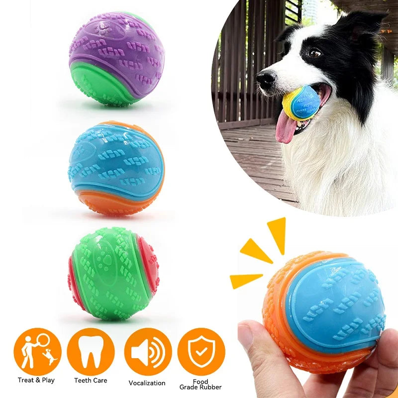 Interactive Squeaky Dog Ball Toy for Teeth Cleaning - PawPawBuy