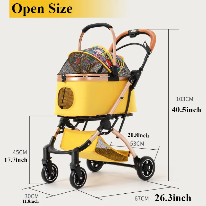 2-in-1 Portable Pet Stroller for Medium/Large Dogs & Cats