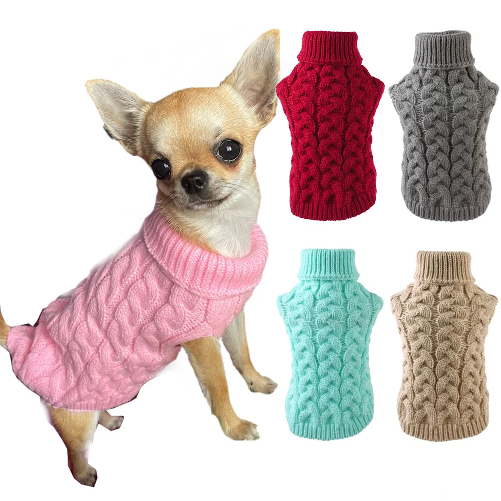 Classic Solid Chihuahua Puppy Dog Sweater for Small Dogs