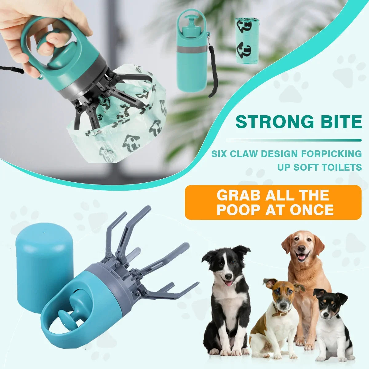 Portable Dog Pooper Scooper with Garbage Bag Dispenser