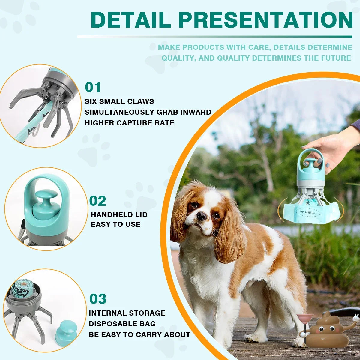 Portable Dog Pooper Scooper with Garbage Bag Dispenser