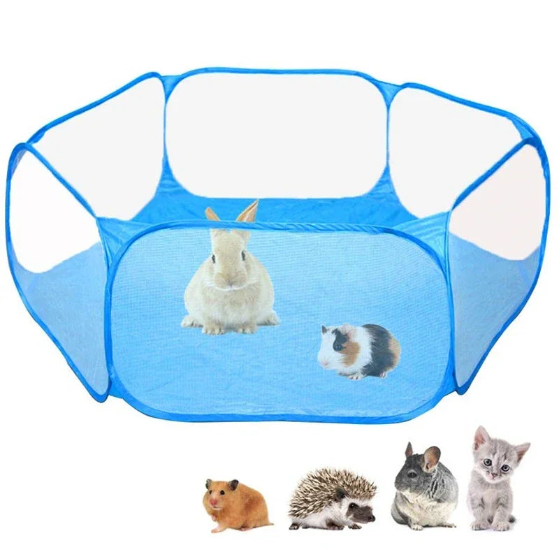 Portable Transparent Pet Playpen for Small Animals