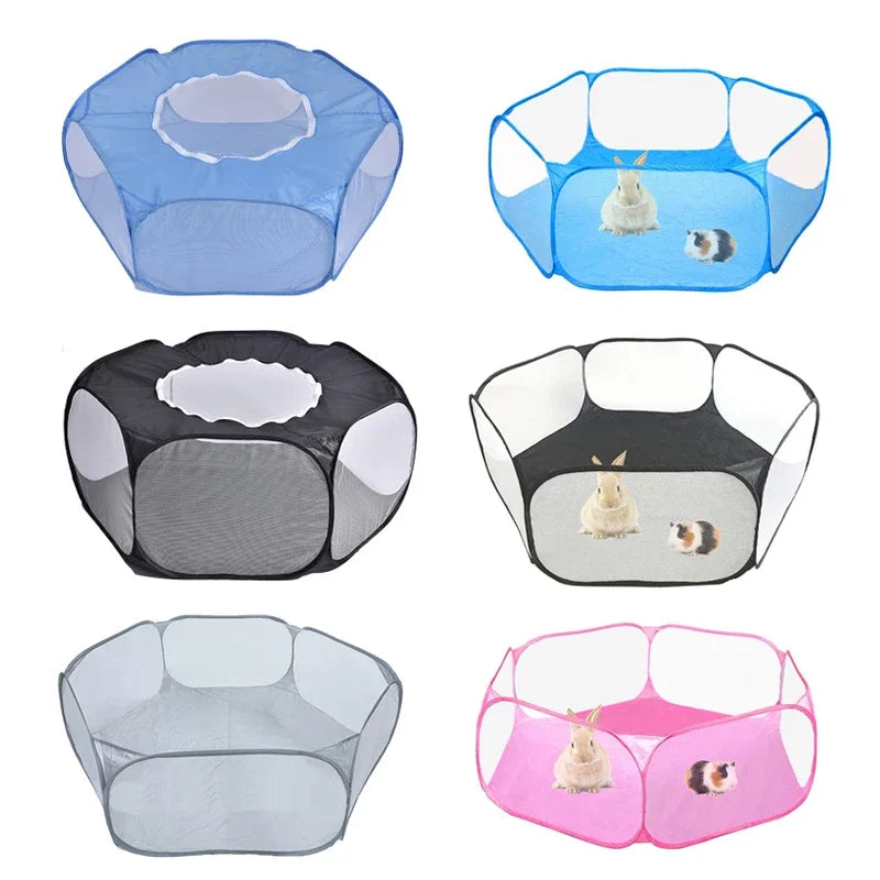 Portable Transparent Pet Playpen for Small Animals